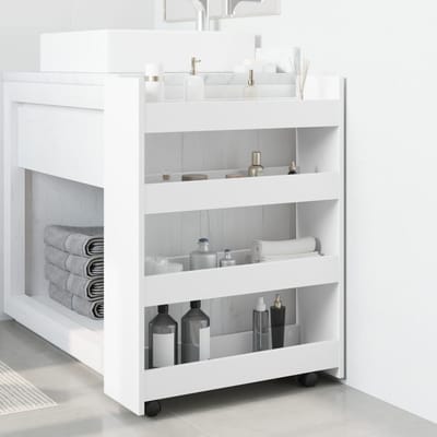vidaXL - Smalle - opbergtrolley - met - 4 - lagen, - wit - bewerkt - hout