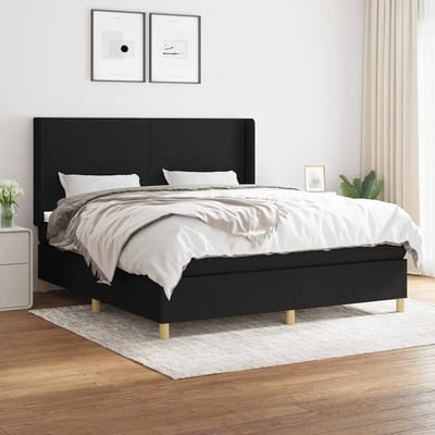 vidaXL - Boxspring - met - matras - stof - zwart - 180x200 - cm