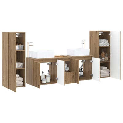 vidaXL - Badkamermeubel - Set - 5 - st - Artisanaal - eiken - 33 - x - 34,5 - x - 100 - cm