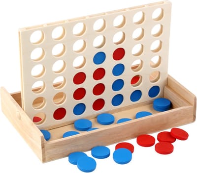 4 op een rij - houten speelgoed - houten spel - Kinderspel - spellen voor onderweg - 4 op een rij reisspel -