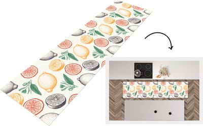 Keukenloper - Loper keuken - Fruit - Vintage - Keuken - Patronen - 200x50 cm - Keukenloper vinyl