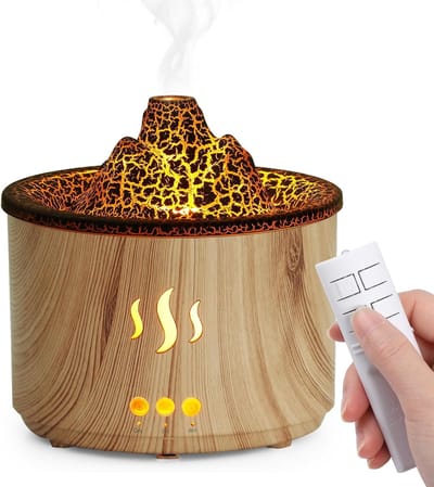 Aroma Diffuser - Geurverspreider Luchtbevochtiger - Ontspannende Sfeer Creëren - Uniek Vulkaan Design - 400ml Capaciteit - Lichtbruin