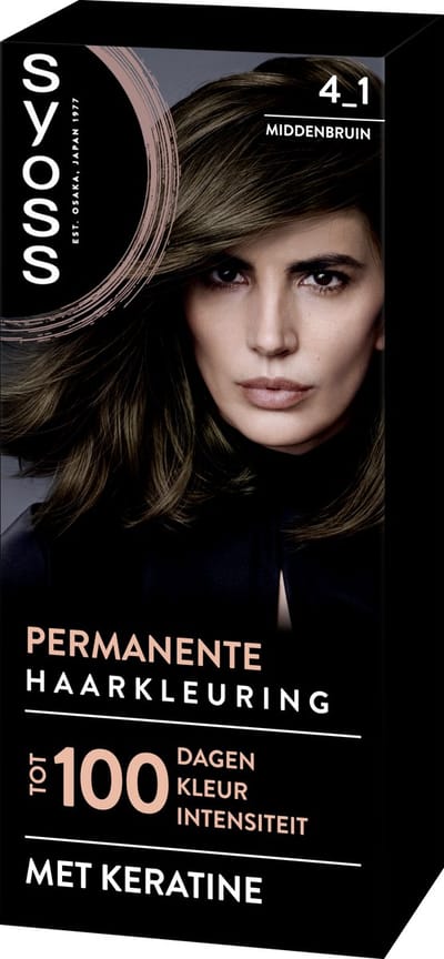 SYOSS Permanent Coloration 4-1 - Haarverf - Permanente Haarkleuring - Middenbruin – Grijsdekking – Vermindert Haarbreuk - 1 Stuk