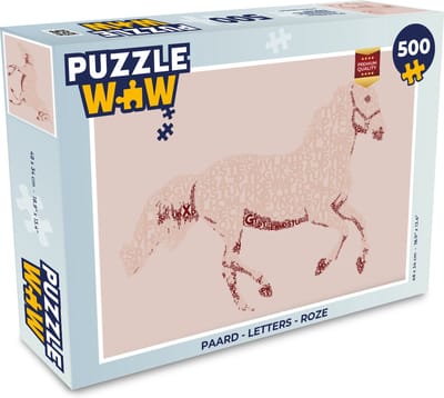 Puzzel Paard - Letters - Roze - Meisjes - Kinderen - Meiden - Legpuzzel - Puzzel 500 stukjes
