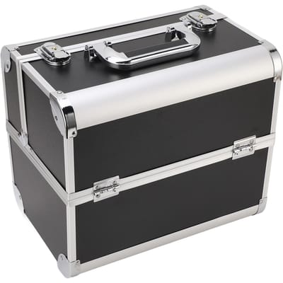 Draagbare Make-up Koffer Meerlaags Grote Ruimte Cosmetische Treinkoffer voor Schoonheid Kapper Nagels zwart