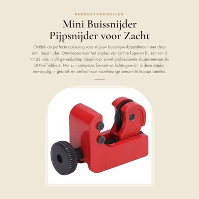 Dailygoods- Buissnijder Gelegeerd Staal 3-22 Mm - Snijgereedschap - Voor Zacht Koper - Compact - Lichtgewicht - Hoogwaardige Kwaliteit - Buis Snijder