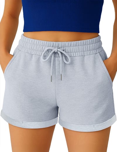 Smith & Solo korte broek dames - comfortabele shorts dames - katoen sweat short - Grijs - L