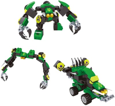 Lobbes bouwset Titan transformeer robot groen 76-delig speelgoed.