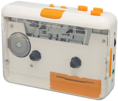 aladdien - Draagbare Cassettespeler - Cassette-naar-mp3-converter - Plug-and-play - Wit en Geel - USB-cassette-opname - Geschikt voor muziekliefhebb...
