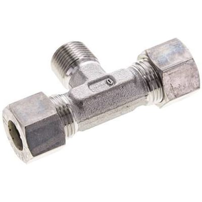 12L & R3/8'' RVS T-stuk Knelfitting Buitendraad 315bar ISO 8434-1