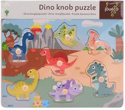 Joueco Houten Knoppuzzel Dinosaurussen - UNI