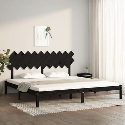 vidaXL - Bedframe - massief - hout - zwart - 200x200 - cm
