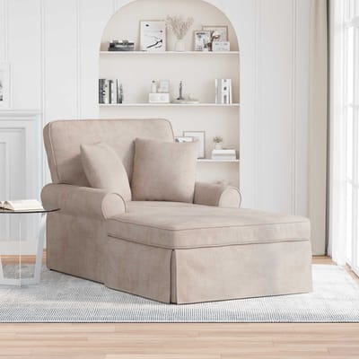 vidaXL - Chaise - Lounge - met - Rok - met - kussen - Beige - 157 - x - 91 - x - 91 - cm - ARES