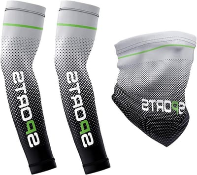 Zonnebescherming Arm Mouwen en Gezichtsdoek Set - UPF 50+ Bescherming voor Fietsen, Golf en Camping - Ideaal voor Activiteiten in de Buitenlucht