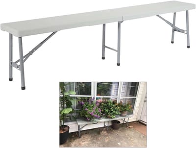 Opvouwbare Bank - Picknick Tafel - Buiten Zitten - Weerbestendig Materiaal - 183 cm - Zwart