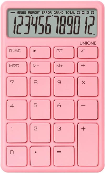 Roze Rekenmachine met Helder LCD Scherm voor Kantoor en School - Handheld en Desktop