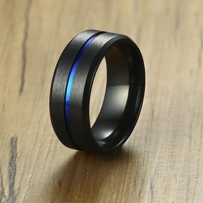 Vnox 6/8mm Anneau Noir pour Hommes Femmes Rainure Arc-en-ciel Acier Inoxydable Alliances Tendance Bagues Fraternelles Bijoux Décontractés pour Hommes 9 beige