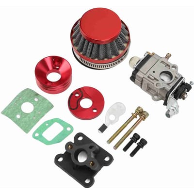 0,59 inch Carburateur met Luchtfilter Kit voor 2-takt 47cc 49cc Staande Benzinescooter ATV Quad Pocketbike red