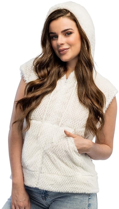 Boland - Bodywarmer Fluffy wit (M) - Volwassenen - Niet van toepassing - Festival - Rave - Skater - Teddy bodywarmer