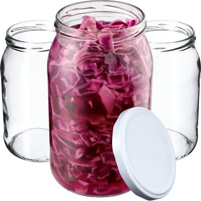 KADAX Weckpotten, 900 ml, inmaakpot voor inmaakpotten voor schroefdeksel, inmaakpot, bruikbaar als jampot, voorraadpot, conservenglas (8 stuks, wit)