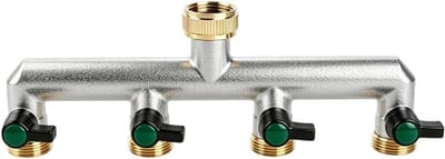 4-Weg Waterverdeler met Verlengde Handgreep voor Tuin, Garage en Thuisgebruik - 3/4 Inch Koppeling voor Efficiënte Irrigatie