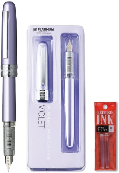 Platinum Japan - Plaisir Fountain Pen - FIJN - Vulpen - Lila - penpunt: fijn 03 - Met extra navullingen Rood