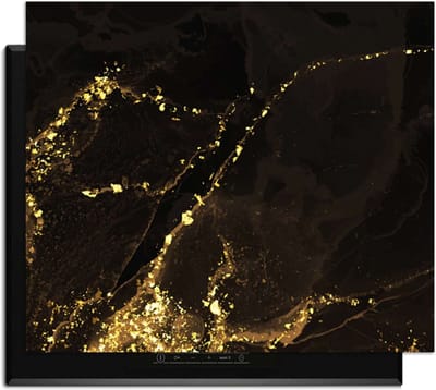 KitchenArt - Gilded Marble – Inductie Beschermer - 65x52 cm - Kookplaat Beschermer - Luxe Afdekplaat Inductieplaat - Anti-slip & Oprolbaar - Beschermmat Inductiekookplaat