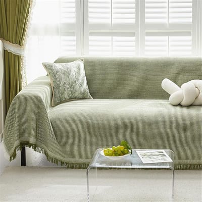 Zachte Wafel Sierdeken voor Bank en Meubels - Omkeerbare Sprei (Groen, 180x130 cm)