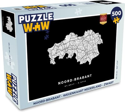 Puzzel Noord-Brabant - Wegenkaart Nederland - Zwart - Legpuzzel - Puzzel 500 stukjes