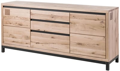 MASSIVMOEBEL24.DE wilde eik dressoir beige massief hout 190x45x85 cm (BxTxH) geolied gemonteerd VILLANDERS volledig massief #251