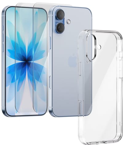Hoesje - geschikt voor iPhone 17 - Transparant - 2x screenprotector - beschermglas screen protector - Anti Shock - hoes case