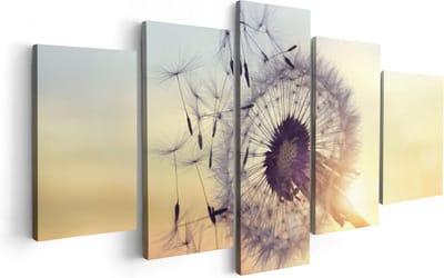 Artaza Canvas Schilderij Vijfluik Paardenbloem Tijdens Zonsondergang - 100x50 - Foto Op Canvas - Canvas Print