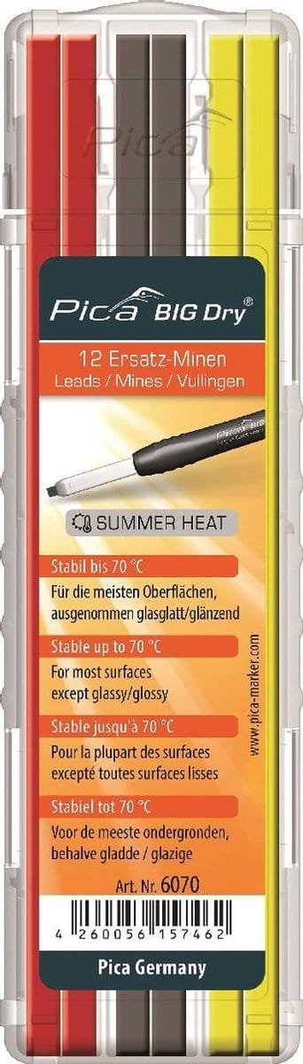 Minenset Pica BIG-Dry 4x geel/4x rood/4x grafiet b.70graden stabiel 12