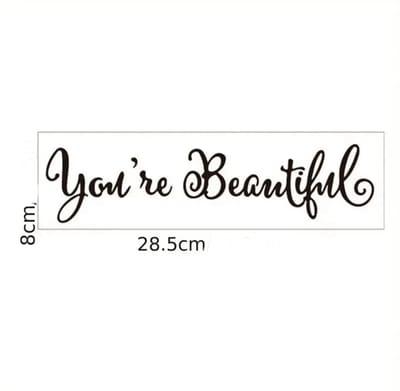 GoedeDoelen.Shop | Sticker You're Beautiful | Motivatie Tekst | Afmeting 28,5 x 8 CM | Je Bent Mooi | Wandsticker | Spiegelsticker | Bumpersticker | Autosticker | Mental Health | Sticker | Cadeau