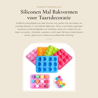 Dailygoods- Siliconen Mal - 2-delige Bakvorm - Bloemvormen - Taartdecoratie - Chocolade/Gelei - Veilig Siliconenmateriaal - Hoge Temperatuurbestendigheid
