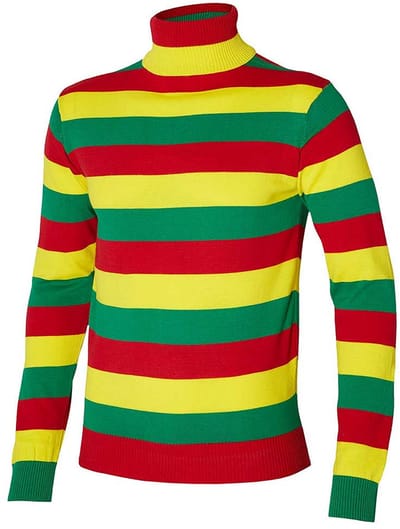Apollo Carnaval verkleed trui Limburg - coltrui - rood/geel/groen gestreept - dames / heren - turtleneck M