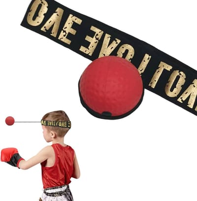 Boksen Reflex Bal - Hoofdband Ponsbal - Reactie Verbeteren - Verstelbare Hoofdband - 8 cm - Rood