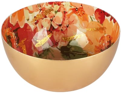 Dekoratief | Bowl 'Splendid Flowers', goud, metaal, 13x13x6cm | A258064