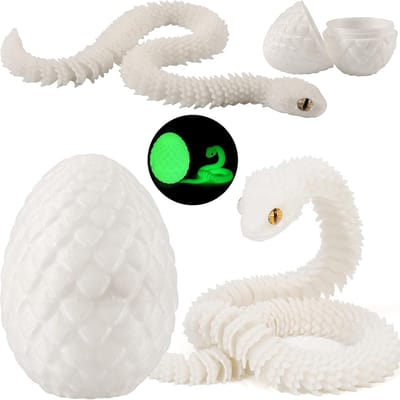 3D Gedrukt Slangenspeelgoed met Drakenei Ontwerp, Perfect voor Pasen, Geschenken voor Kinderen en Woondecoratie, Lichtgevend en Uniek Dieren Speelgoed