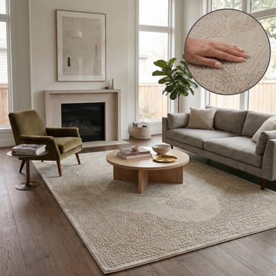 Oz Home Elyse Vloerkleed Taupe - Modern Medaillon - 160x230 cm - Laagpolig 10 mm - Polyester/Polypropyleen - Jute Rug - Exclusief Premium Tapijt