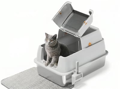 YYchan RVS Kattenbak XL - Kattentoilet Roestvrijstaal - Formaat met 60x40x45cm- Geschikt voor 1-2 Grote Katten tot 15kg - Duurzaam Metaal voor Grote Katten & Kittens - Hygiënisch & Geurvrij - Inclusief Schep - Donker Grijs