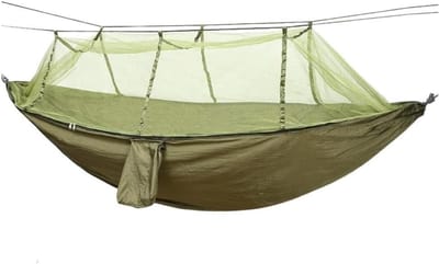 Hangmat met Klamboe - Lichtgewicht Nylon - Buiten Ontspannen - Anti Mug Bescherming - Enkele Persoons - Bruin