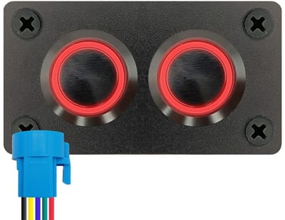 ProRide Metalen drukschakelaar 220V ON-OFF - Inbouwpaneel tweevoudig - 22mm - IP67 - LED indicatie Rood