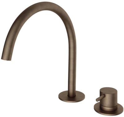 Hotbath Cobber - Wastafelmengkraan - zonder Waste - Laag - Bruin - Opbouw - Messing - V07