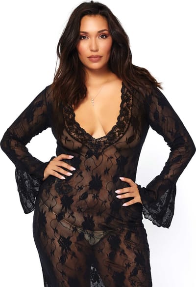 Stretch deep-V long dress +