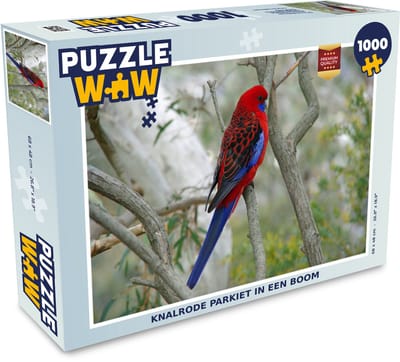 Puzzel Knalrode parkiet in een boom - Legpuzzel - Puzzel 1000 stukjes volwassenen