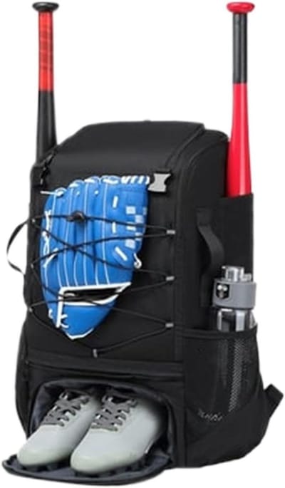 Sportuitrusting Tas - Sporttas Honkbaltas - Sporten Organiseren - Apart Schoenenvak - 54 x 36 x 23 cm - Zwart
