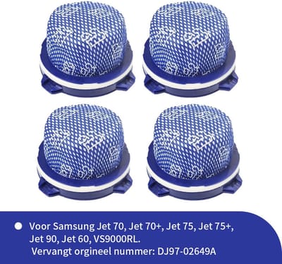 Replacements® Filters geschikt voor Samsung Jet 60 - 75 en 90 series - 4 stuks