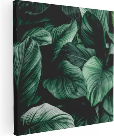 Artaza Canvas Schilderij Jungle - 30x30 cm - Klein - Muurdecoratie Botanisch - Wanddecoratie Planten - Kamer Accessoires Woonkamer