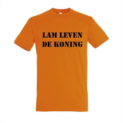 LAM LEVEN DE KONING - KONINGSDAG -shirt - 100% Katoen - Maat XS - Classic Fit - Oranje